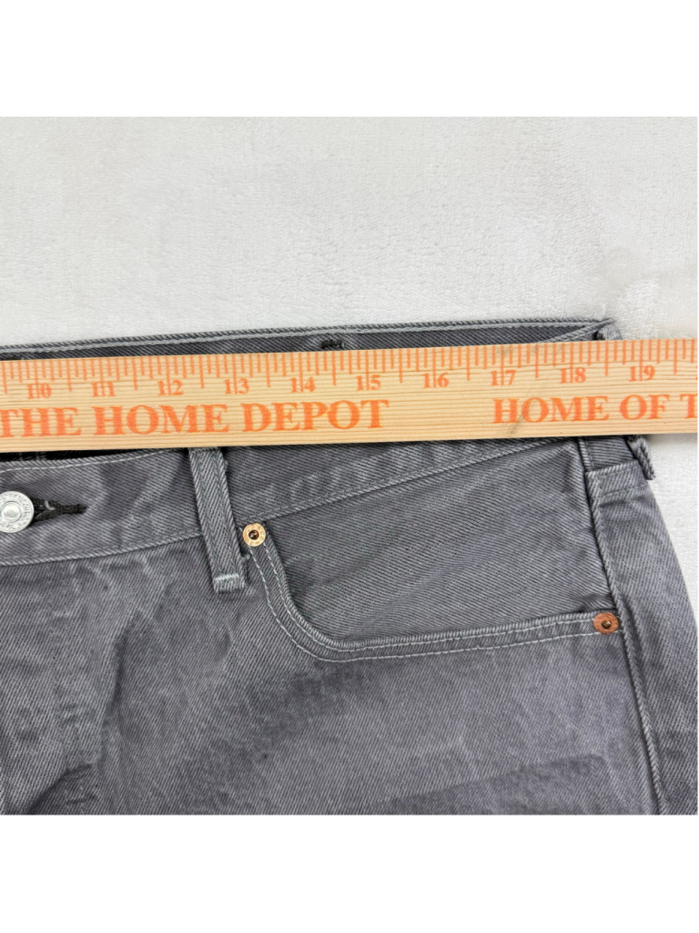 Men's Levi's 501 40x32 Button Fly Straight Leg Grey Jeans - Picture 9 of 12